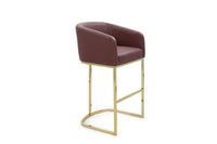 Iconic Home Tess Faux Leather Bar Stool Chair Gold Base 