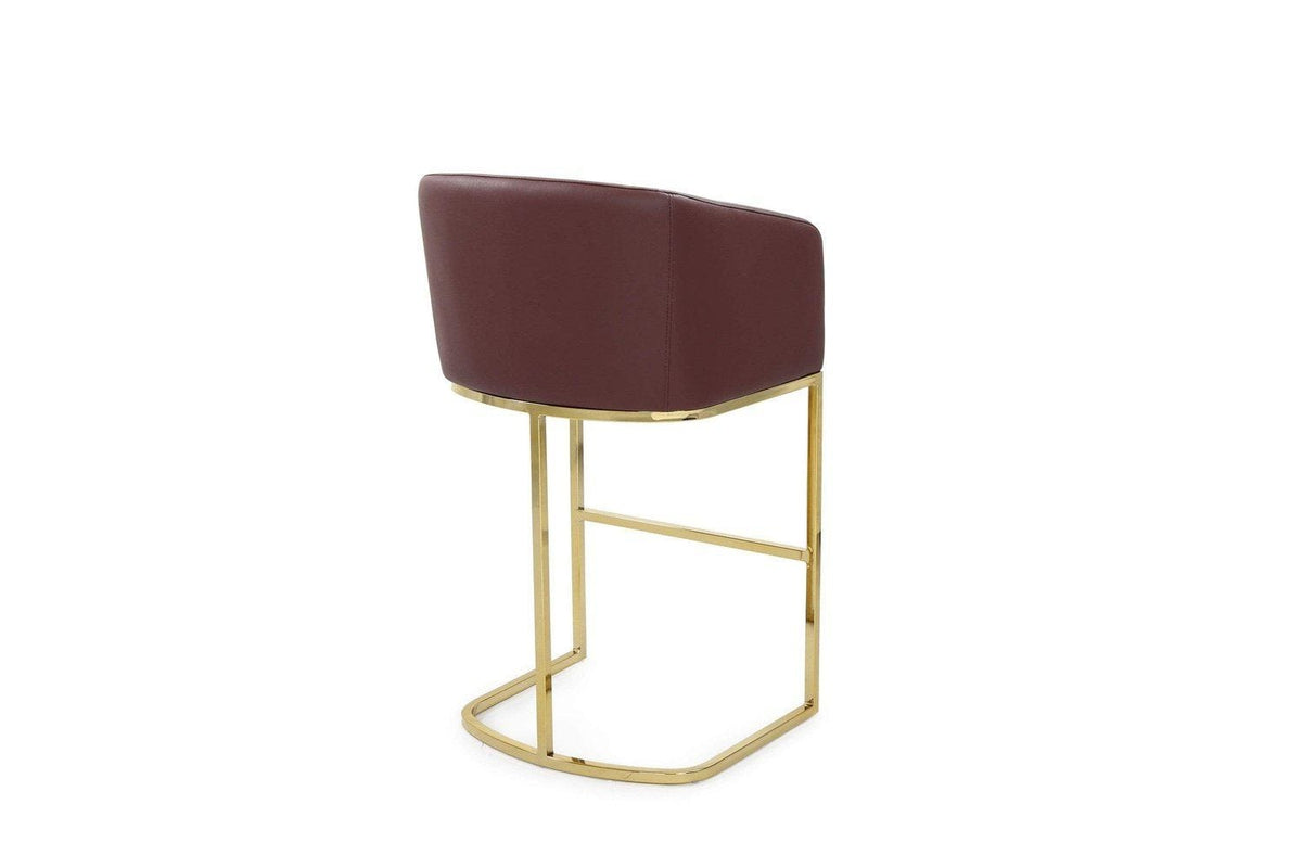 Iconic Home Tess Faux Leather Bar Stool Chair Gold Base 