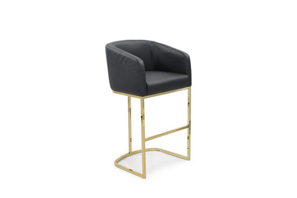 Iconic Home Tess Faux Leather Bar Stool Chair Gold Base 