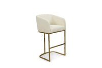 Iconic Home Tess Faux Leather Bar Stool Chair Gold Base 