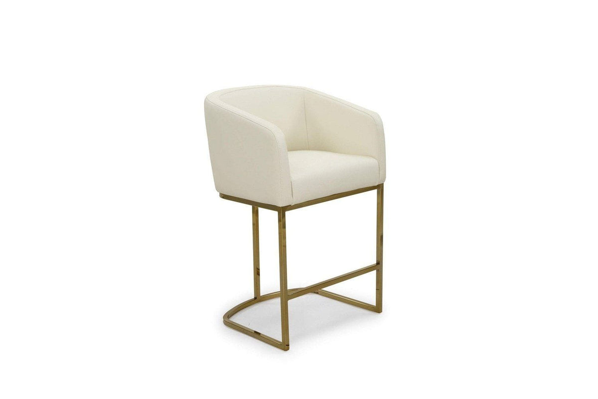 Iconic Home Tess Faux Leather Counter Stool Chair Gold Base 