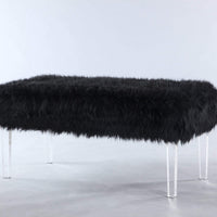 Iconic Home Trento Faux Fur Bench Acrylic Legs 