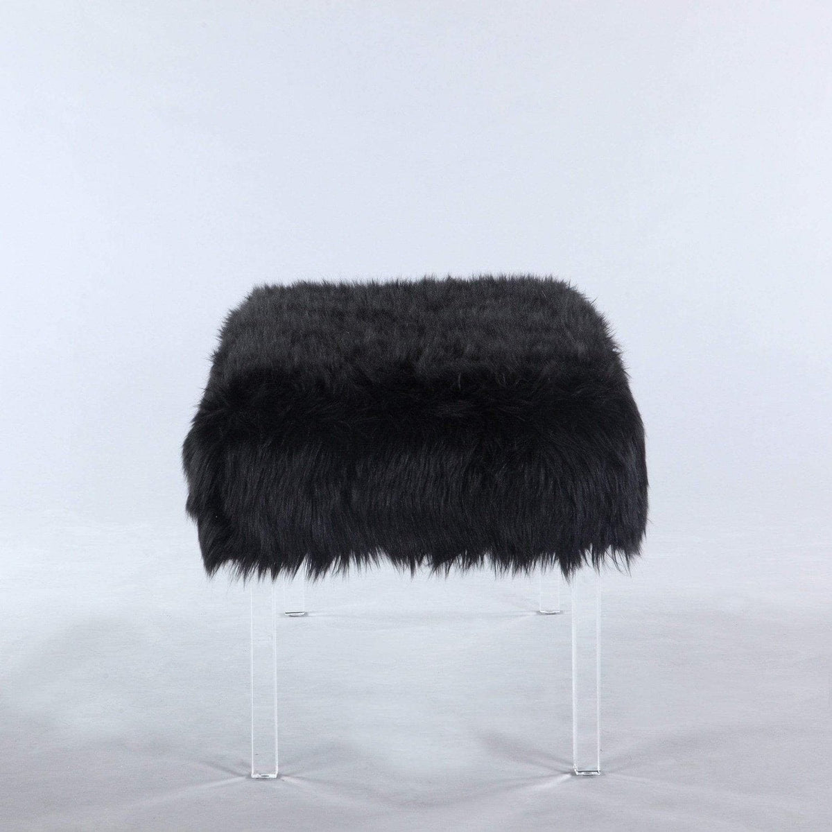 Iconic Home Trento Faux Fur Bench Acrylic Legs 