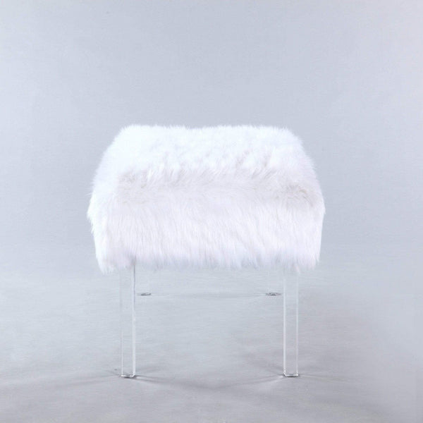 Iconic Home Trento Faux Fur Bench Acrylic Legs 