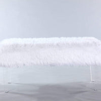 Iconic Home Trento Faux Fur Bench Acrylic Legs 