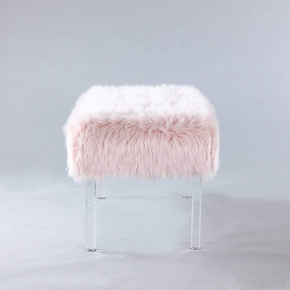 Iconic Home Trento Faux Fur Bench Acrylic Legs 