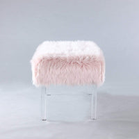 Iconic Home Trento Faux Fur Bench Acrylic Legs 