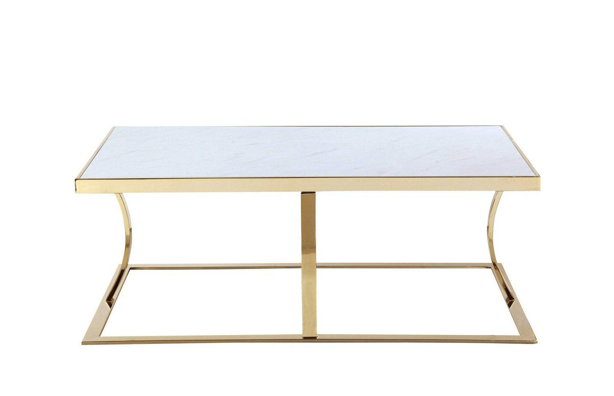 Iconic Home Trevi Faux Marble Center Coffee Table 