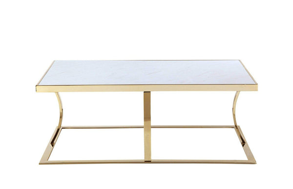 Iconic Home Trevi Faux Marble Center Coffee Table 