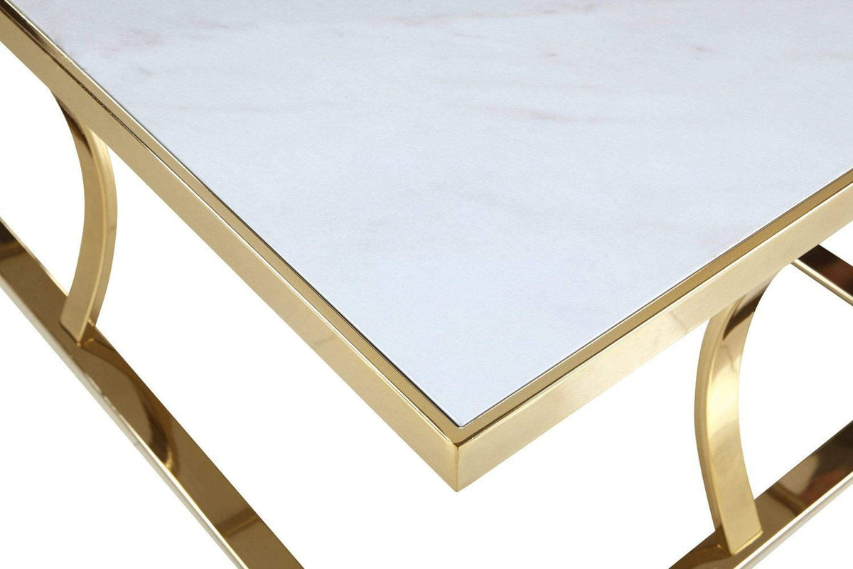 Iconic Home Trevi Faux Marble Center Coffee Table 