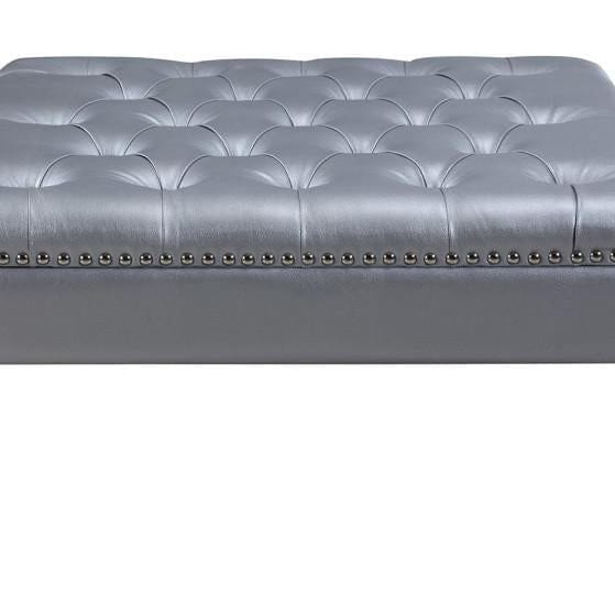 Iconic Home Twain Tufted Faux Leather Square Ottoman 