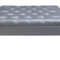 Iconic Home Twain Tufted Faux Leather Square Ottoman 
