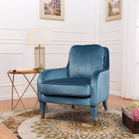 Iconic Home Tzivia Plush Velvet Accent Club Chair Blue