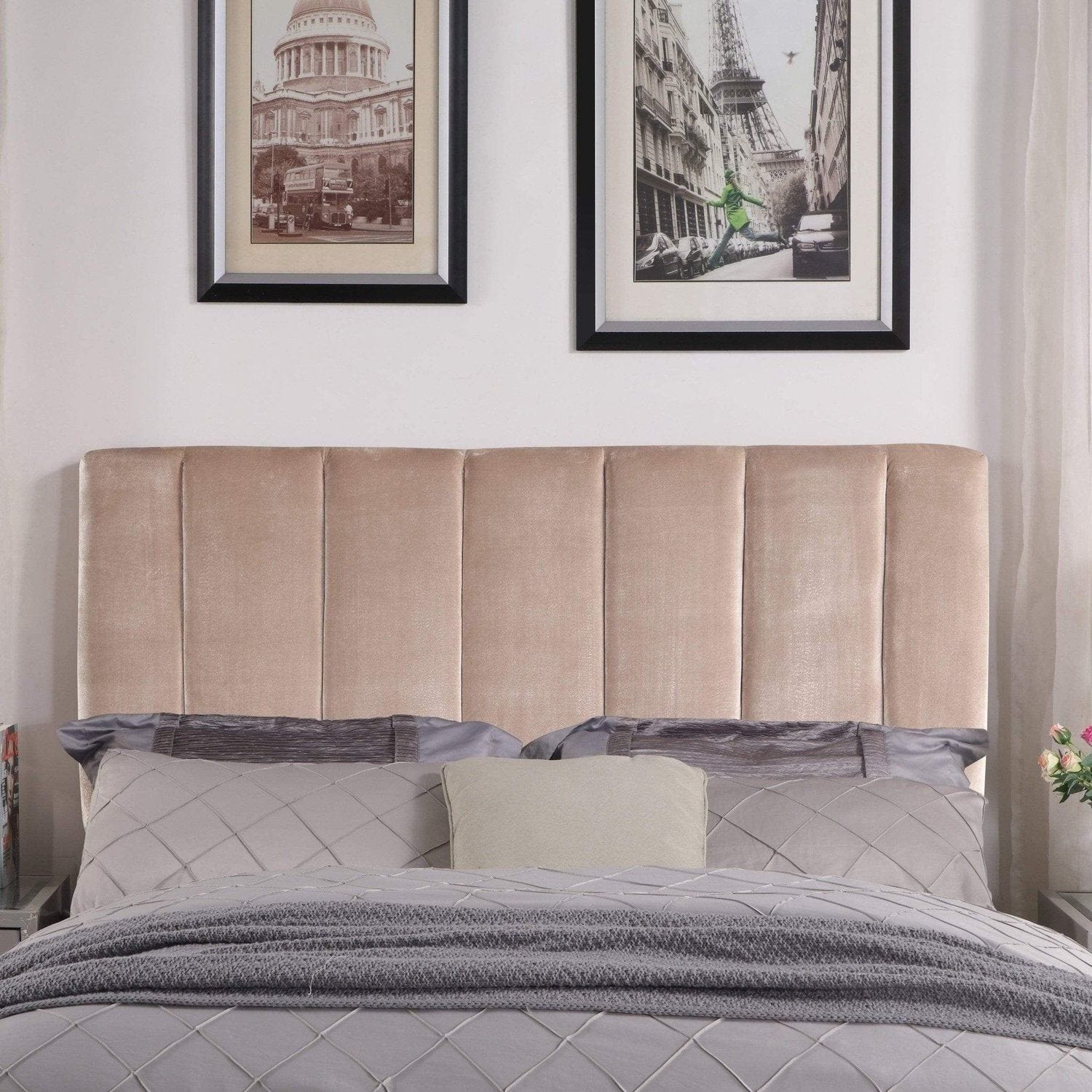 Iconic Home Uriella Velvet Upholstered Headboard For Bed Chic Home