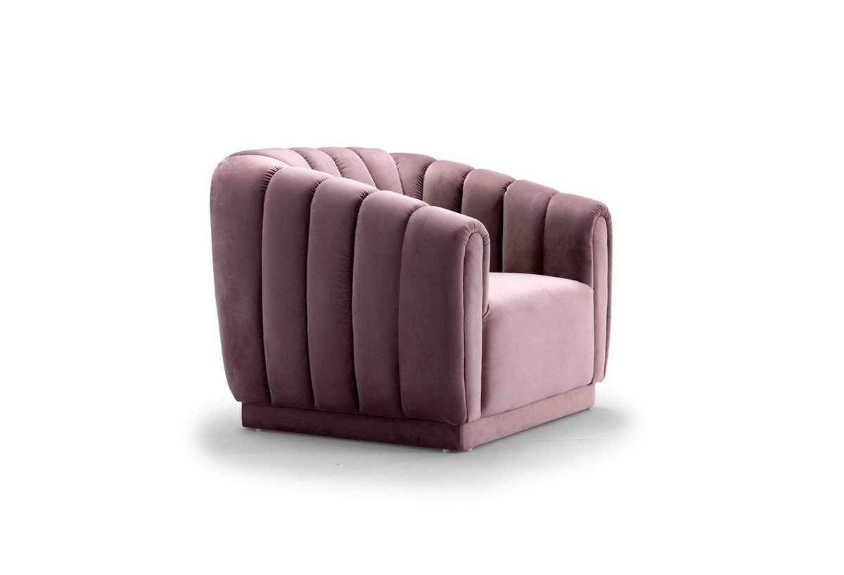 Iconic Home Van Gogh Channel Quilted Velvet Club Chair 