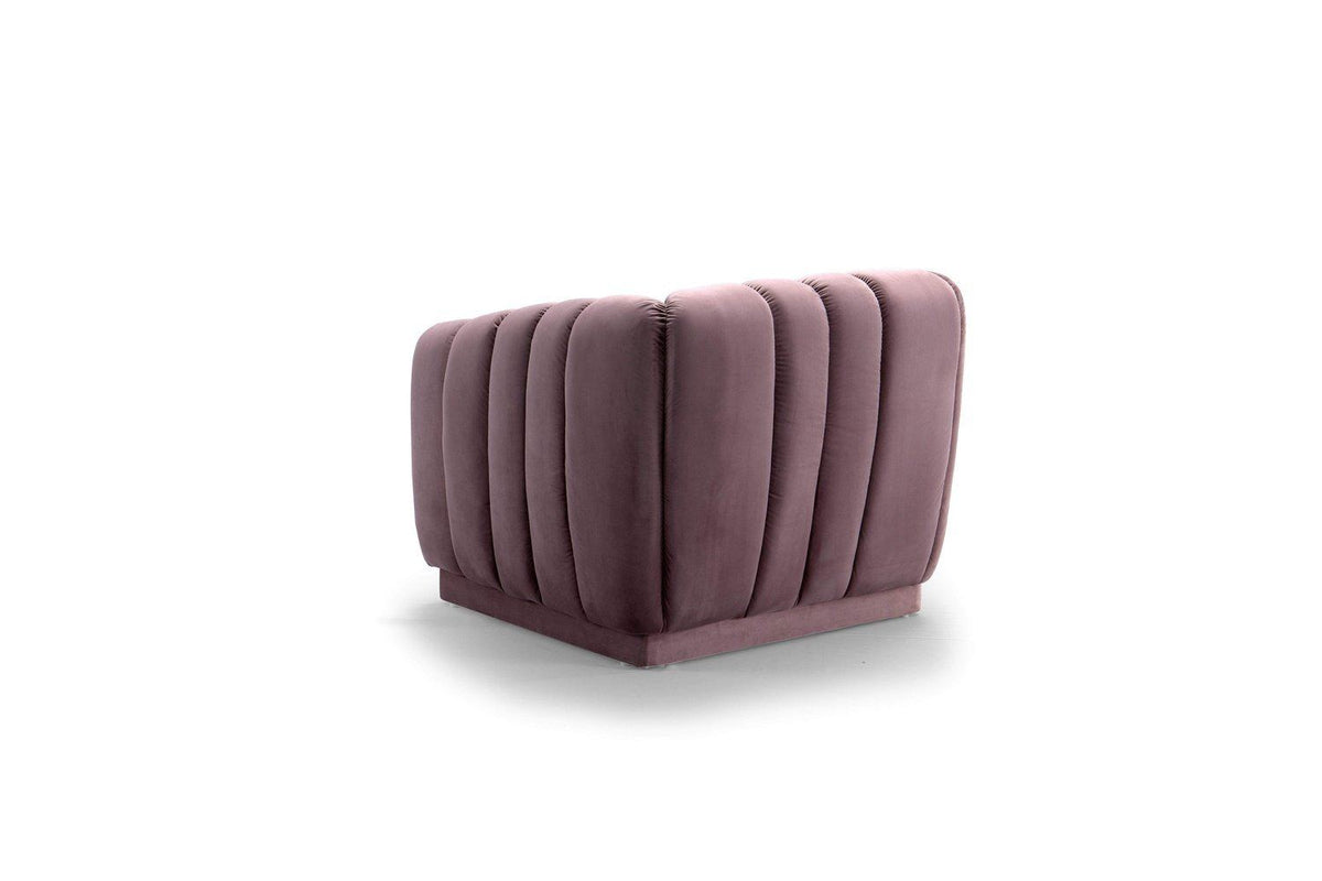 Iconic Home Van Gogh Channel Quilted Velvet Club Chair 