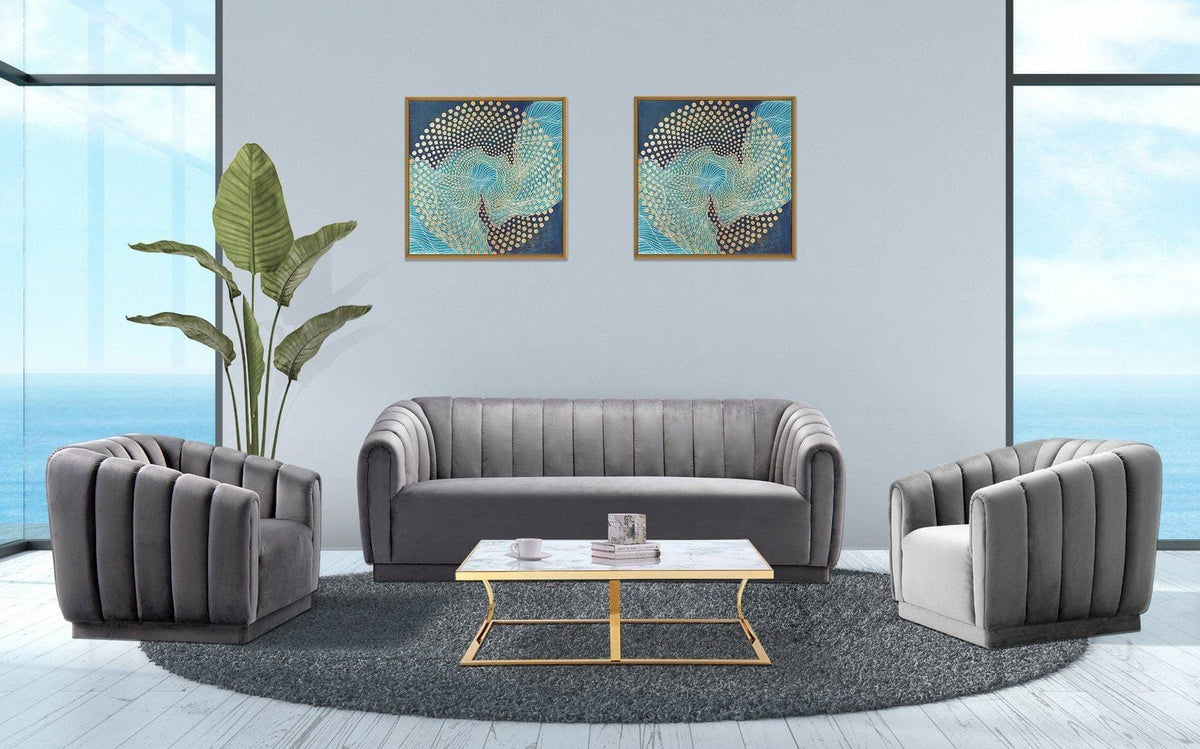 Iconic Home Van Gogh Channel Quilted Velvet Club Chair 