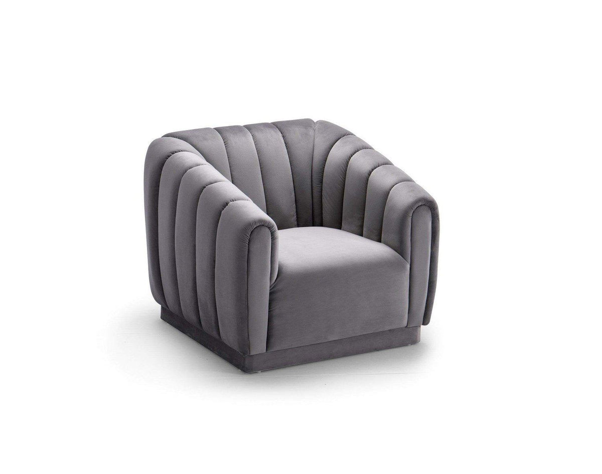 Iconic Home Van Gogh Channel Quilted Velvet Club Chair 