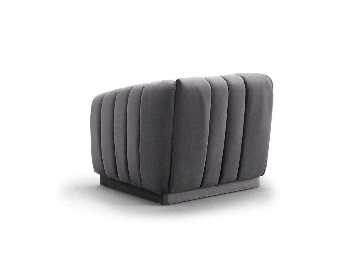 Iconic Home Van Gogh Channel Quilted Velvet Club Chair 