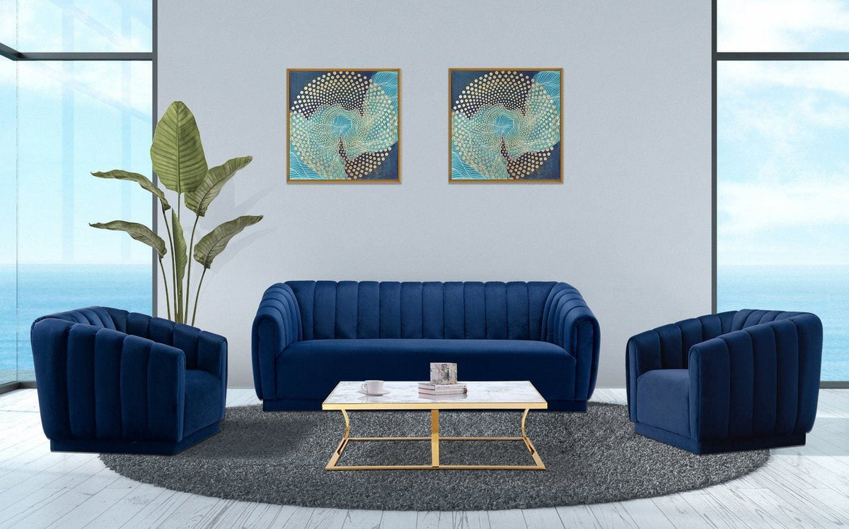 Iconic Home Van Gogh Channel Quilted Velvet Club Chair 