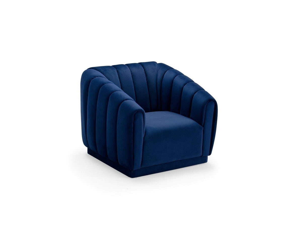 Iconic Home Van Gogh Channel Quilted Velvet Club Chair 