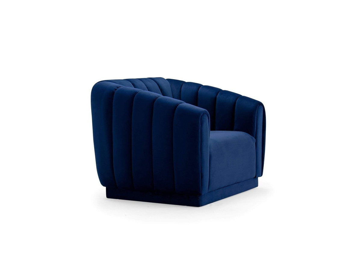 Iconic Home Van Gogh Channel Quilted Velvet Club Chair 