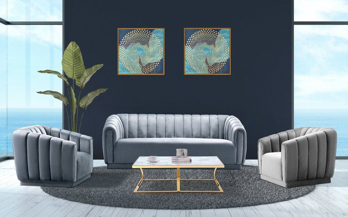 Iconic Home Van Gogh Channel Quilted Velvet Club Chair 