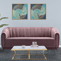 Iconic Home Van Gogh Velvet Sofa Blush