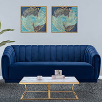 Iconic Home Van Gogh Velvet Sofa Navy