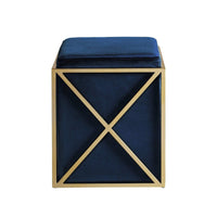 Iconic Home Vana Velvet Square Ottoman 