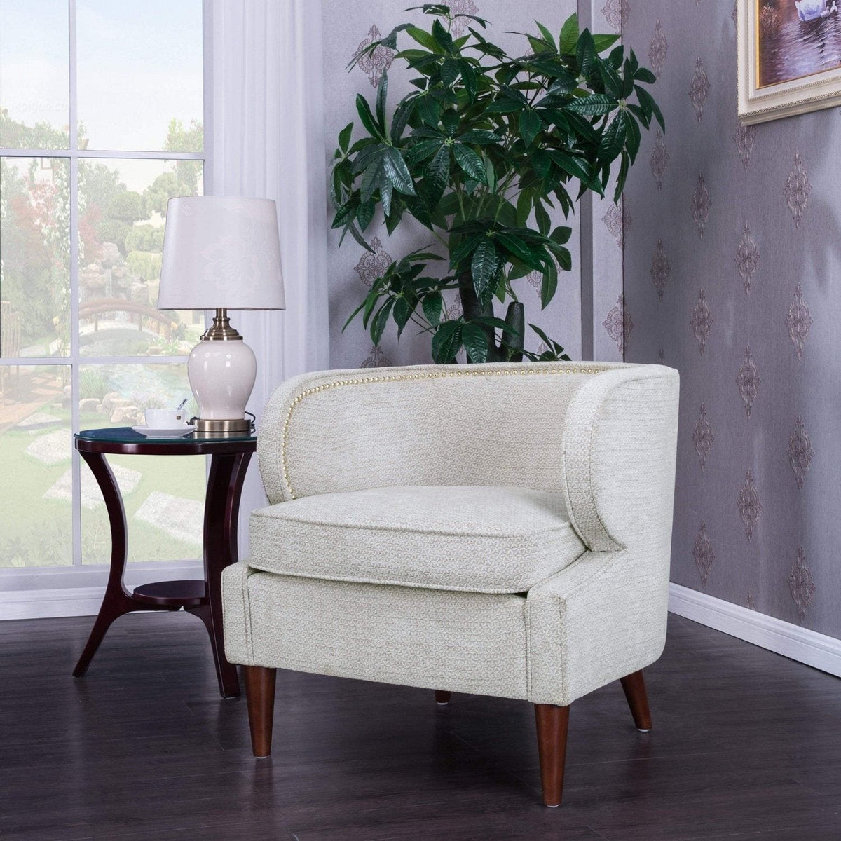 Iconic Home Vered Chenille Accent Club Chair Beige