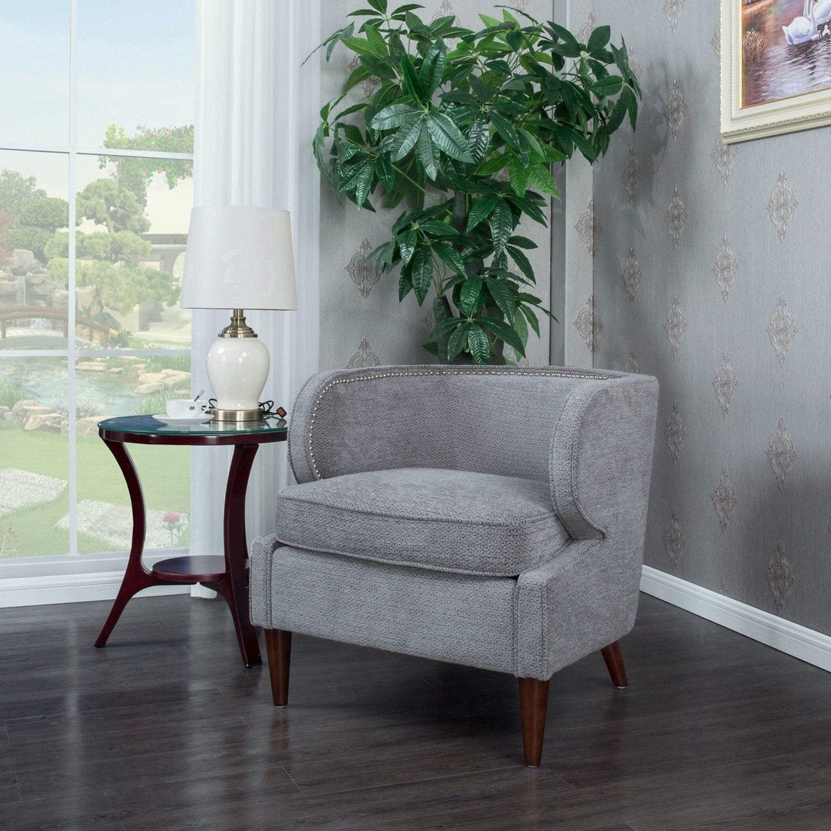 Iconic Home Vered Chenille Accent Club Chair Grey