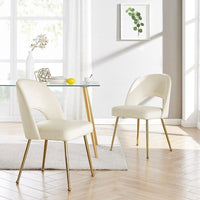 Iconic Home Welburn Velvet Side Dining Chair Set of 2 Beige