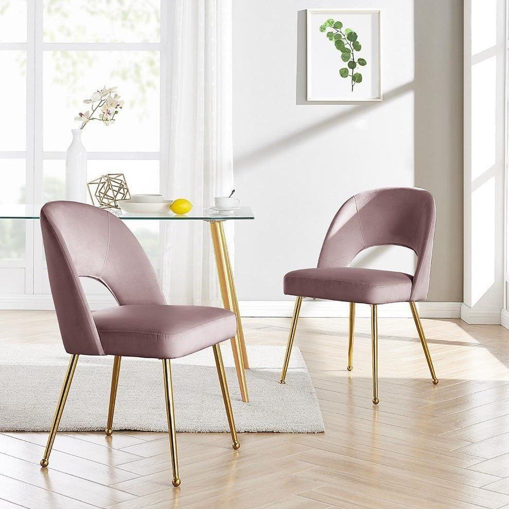 Iconic Home Welburn Velvet Side Dining Chair Set of 2 Blush