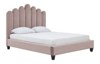 Iconic Home Welsh Velvet Platform Bed Frame With Headboard 