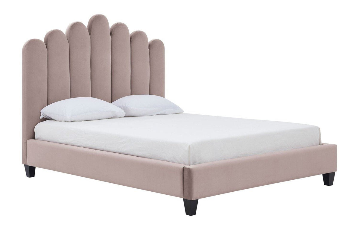 Iconic Home Welsh Velvet Platform Bed Frame With Headboard 