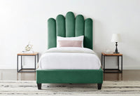 Iconic Home Welsh Velvet Platform Bed Frame With Headboard 