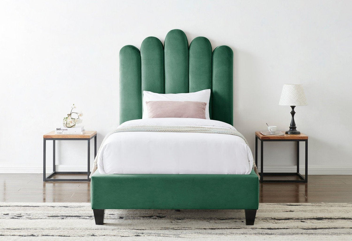 Iconic Home Welsh Velvet Platform Bed Frame With Headboard 