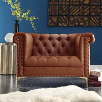 Iconic Home Winston Tufted Faux Leather Club Chair Brown