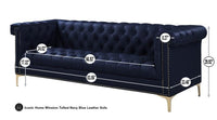 Iconic Home Winston Faux Leather Button Tufted Nailhead Trim Metal Legs Sofa 