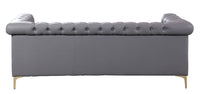 Iconic Home Winston Faux Leather Button Tufted Nailhead Trim Metal Legs Sofa 