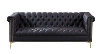 Iconic Home Winston Faux Leather Button Tufted Nailhead Trim Metal Legs Sofa 