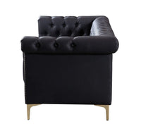 Iconic Home Winston Faux Leather Button Tufted Nailhead Trim Metal Legs Sofa 