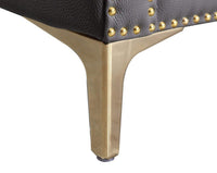 Iconic Home Winston Faux Leather Button Tufted Nailhead Trim Metal Legs Sofa 