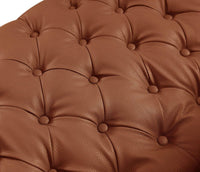 Iconic Home Winston Faux Leather Button Tufted Nailhead Trim Metal Legs Sofa 