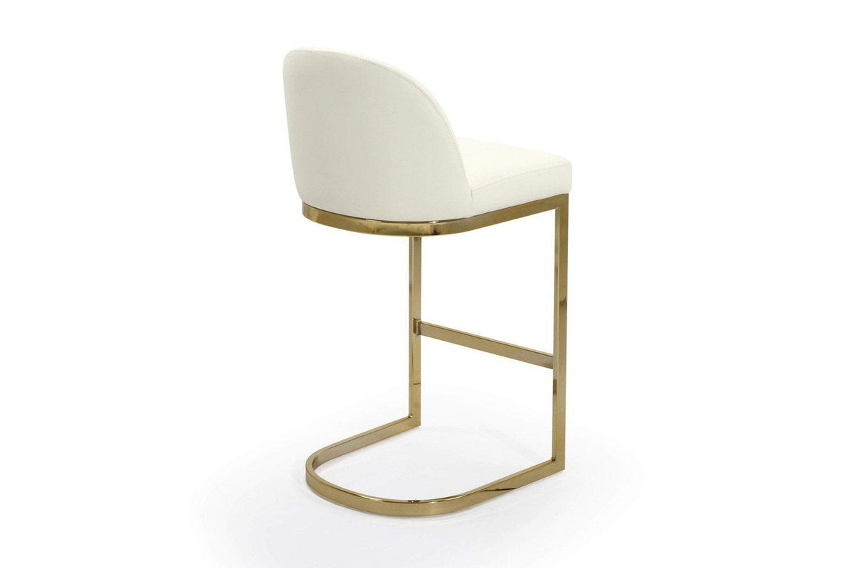 Iconic Home Xander Faux Leather Bar Stool Chair Gold Base 