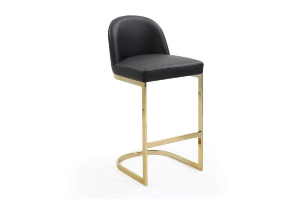 Iconic Home Xander Faux Leather Bar Stool Chair Gold Base 
