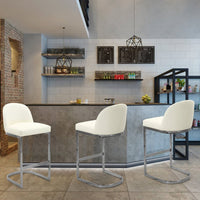 Iconic Home Xander Faux Leather Bar Stool Chair Chrome Base 