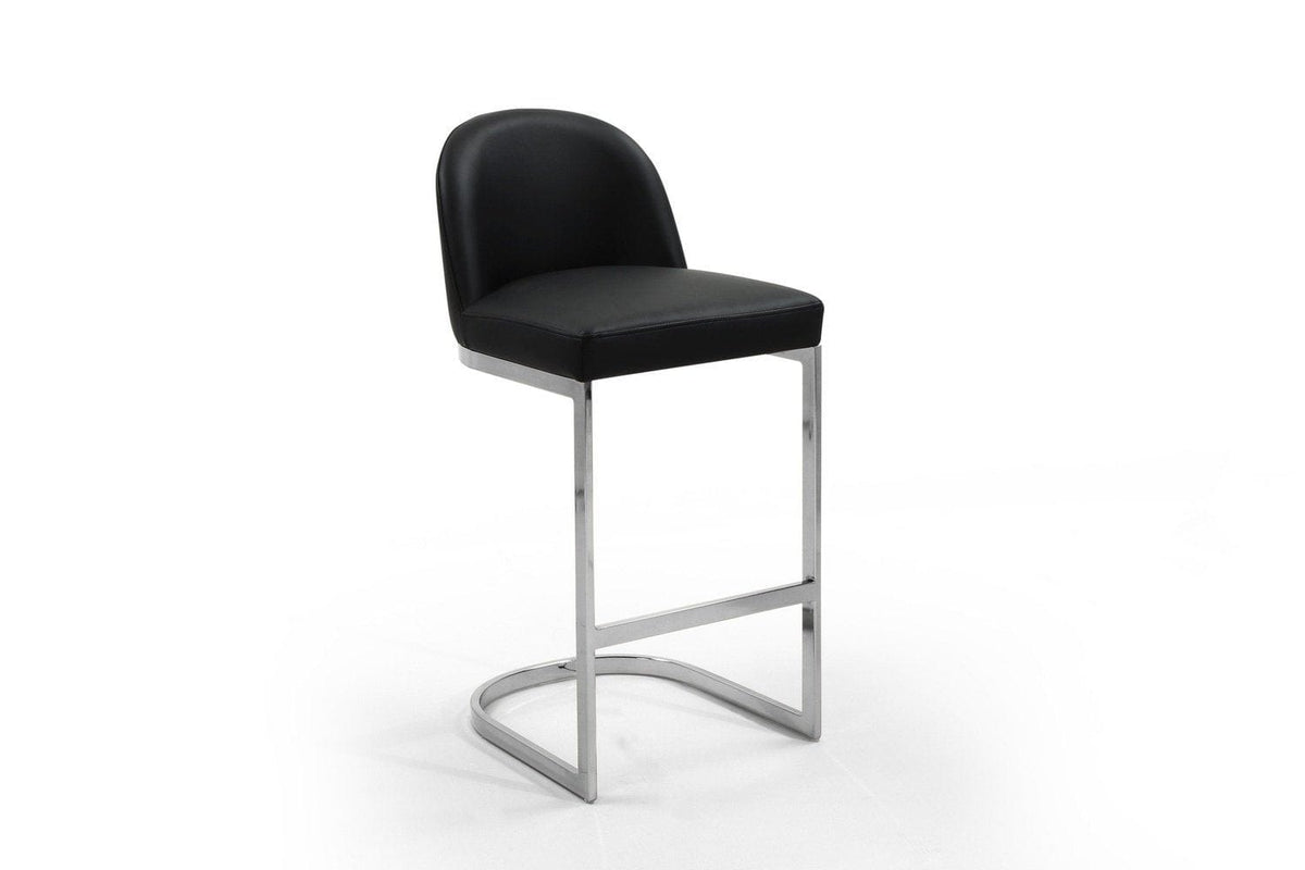 Iconic Home Xander Faux Leather Bar Stool Chair Chrome Base 
