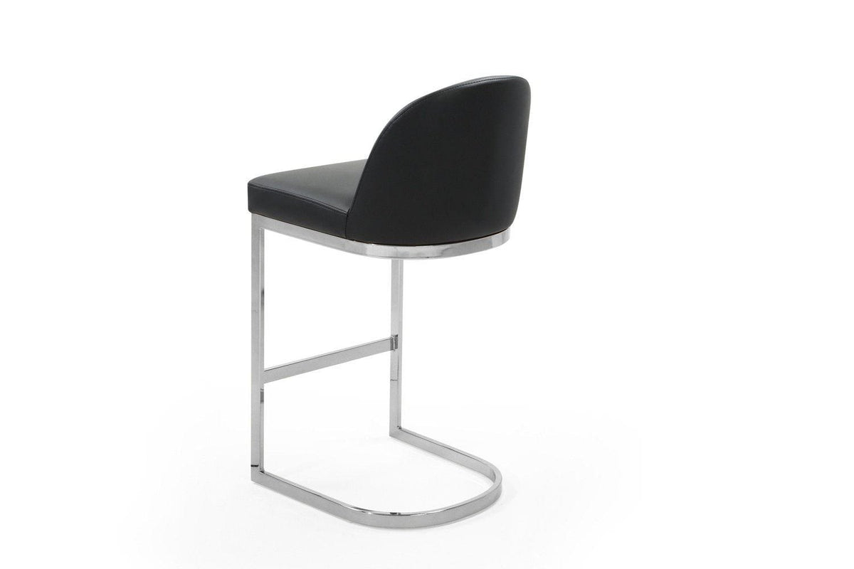 Iconic Home Xander Faux Leather Bar Stool Chair Chrome Base 